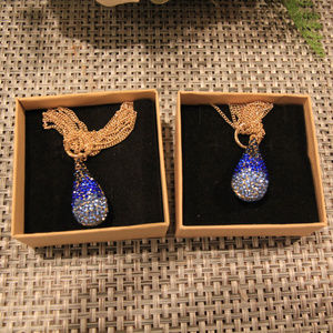 Swarovski necklace, crystal pendant necklace blue
